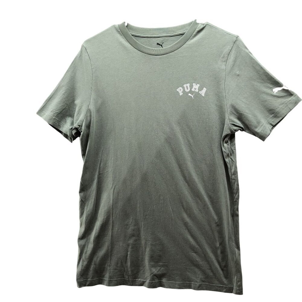 Puma Short Sleeve T Shirt Mens S Sage Green Crewneck‎ Cotton Logo